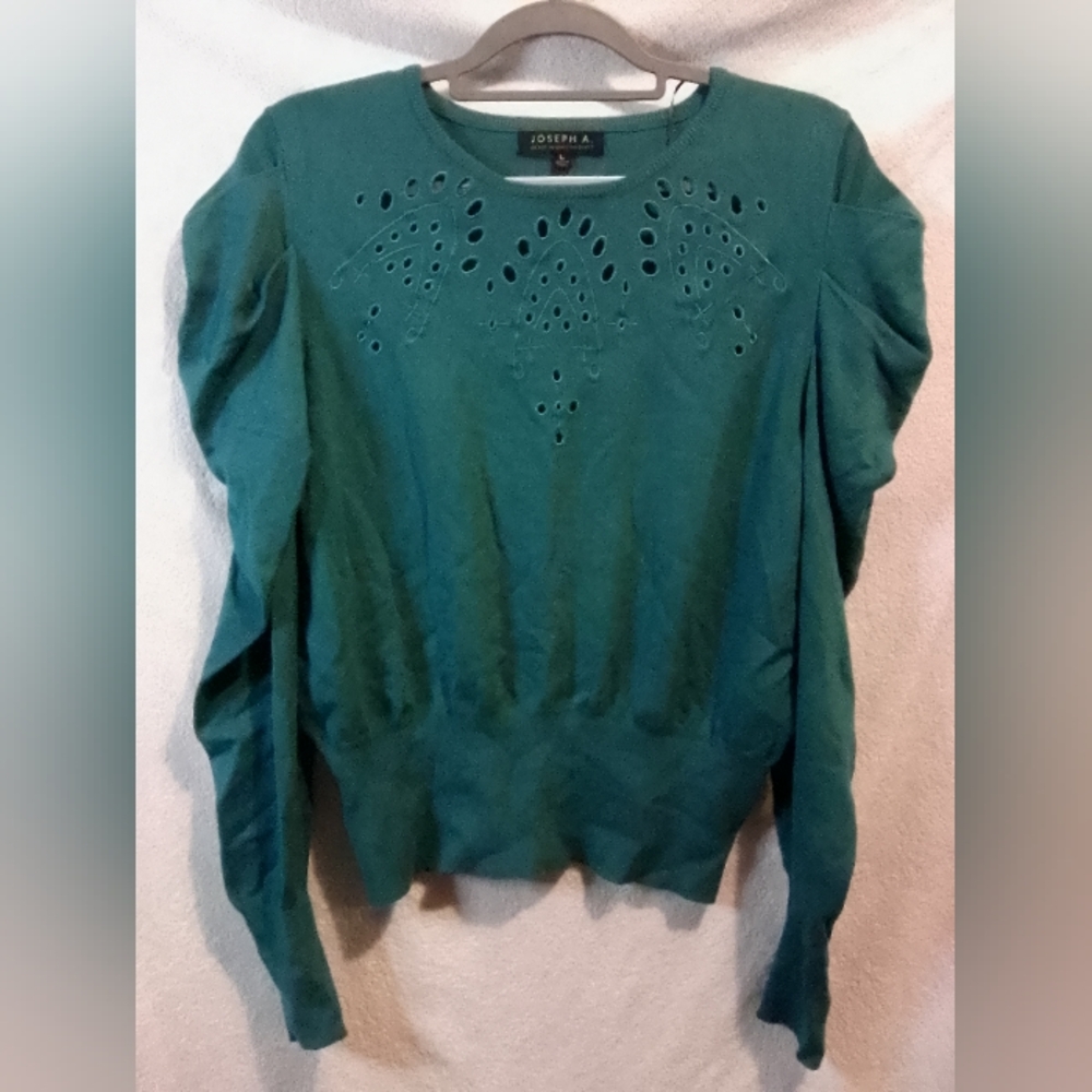 Green Sweater with Eyelet Detailing